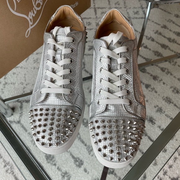 Men’s Christian Louboutin spiked sneaker silver - Picture 6 of 6